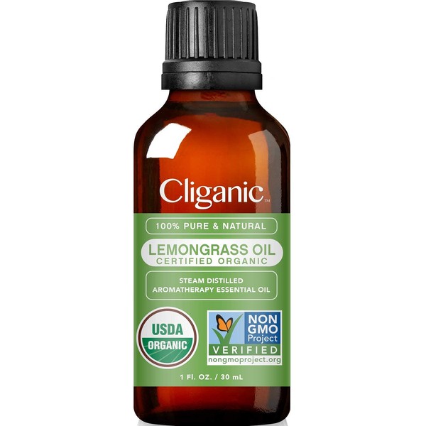 Cliganic USDA Organic Lemongrass Essential Oil, 1oz - 100% Pure Natural Undiluted, for Aromatherapy Diffuser | Non-GMO Verified