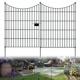 10 Panels Garden Fence Dog Fence Outdoor for Yard, 32in H x 23.6ft L Rustproof Metal Fencing with Ground Stakes | No Dig Animal Proof Containment for Pets/Rabbits | Durable Patio Security Panels
