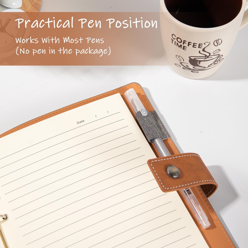 Leather Spiral Bound Notebook, Refillable Writing Journal for Men and