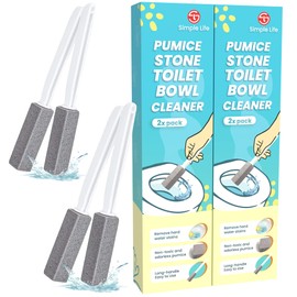 Simple Life Pumice Stone Toilet Bowl Cleaner | Toilet Pumice Stone with Extra Long Handle | Scouring Stick for Toilet Cleaning, Stain Removal on Toilets, Grills, Tiles, Grout & Pools | 4 Pack