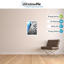Windowpix 24x36 Inch Decorative Static Cling Window Film Fir Forest Winter View from Below Printed on Clear for Window Glass Panels. UV Protection, Energy Saving.