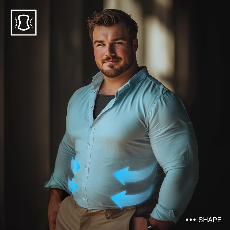 Odoland 3 Pack Men Compression Shirt, Tummy Control Slimming Undershirt