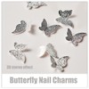 JERCLITY 150 Pieces 3D Silver Butterfly Nail Charms Nail Butterfly