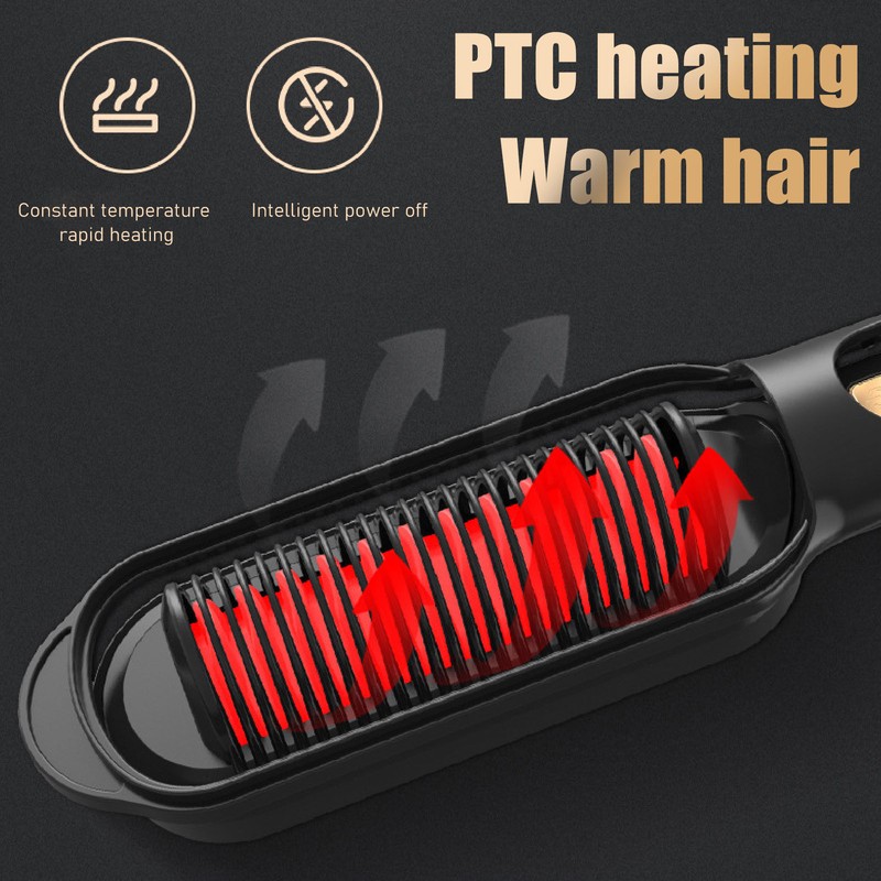 LED Hair Straightening Brush Negative Ion Adjustable Temperature Automatic Straight