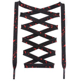 DANHUA Flat Colorful Shoelaces for Sneakers Art Printed Pattern String 2 Pair, 17 Black Red, 47Inch (120CM)