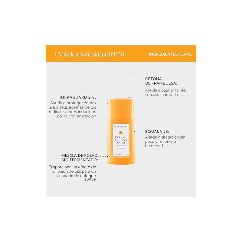 Naturium UV Reflect antioxidante, amplio espectro SPF 50 PA ++++