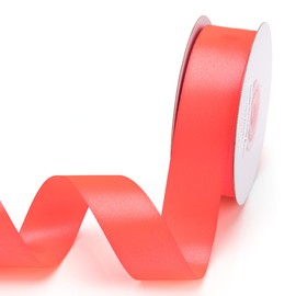 Filan Double Face Satin Ribbon 1 Inch x 25 Yards Double Sided Solid Polyester Ribbon for Gift Wrapping Party Hair Braids Bow Baby Shower Decoration Floral Arrangement Craft Supplies, Neon Orange