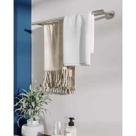 BATHDANCE Double Towel Bar, Brushed 24 Inch 304 Stainless Steel Towel Rack for Bathroom Kitchen Hand Towel Holder Dish Cloths Hanger SUS304 Wall Mount Total Length 27 Inch (Brushed Grey)