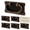 JEUIHAU 6 Pcs Vintage Drawer Ring Pull Handles, Antique Bronze