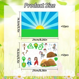 Qpout 12 Sets Religious Jesus Easter Scene Craft Kits,Easter Crosses He is Risen Hanging Ornaments with Stickers for Spring Christian Sunday School DIY Activities