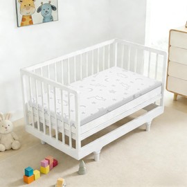 SJEUQOP 2" x 27.5" x 52" Crib Mattress Topper, High Density Foam Toddler Mattress Topper with Waterproof Cover Fits Standard Size Cribs