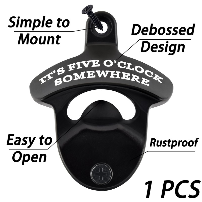HAIICEN Rustproof Wall Mounted Bottle Opener Black with White, Stainless