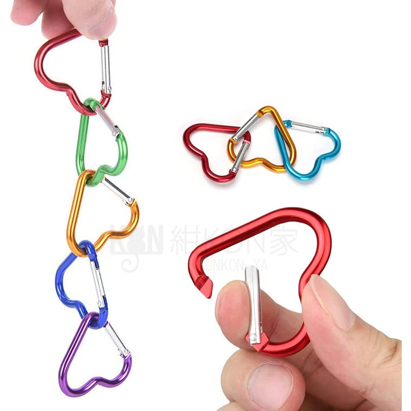 KON Carabiner Heart Shaped Cute Key Holder Hook Aluminum Multifunctional