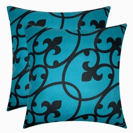 Set of 2 Luxton Lyde Teal Green Cushion Covers Home Decor Square Cushion Covers 45x45cm for Sofa Couch Living Bed Decoration (Green)