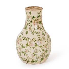 Sungmor Blue and White Ceramic Flower Vase, Vintage Ice Cracked Glaze Porcelain Vase, Pretty Centerpieces Flower Arrangement Vase for Home Decor, 8.2 Inch Decorative Vases for Table, Shelf, Mantel