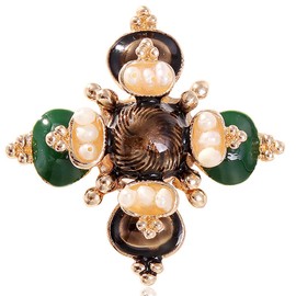 FAIRYGATE Brooch Pins Pearl Brooch Imitation Crystal Cross Lapel Pin Anti Exposure Fixed Brooches for Women UK Vintage, B4316