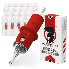 WARRIOR Cartuchos agujas tatuaje professional rojos esterilizados gas Eo, forro redondo, 20pcs acero quirúrgico desechable, maquillaje permanent para cejas (0.35 mm-1214RLMT)