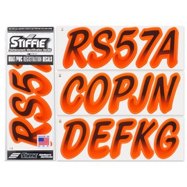 STIFFIE Whipline Black/Orange 3" Boat & PWC Registration Decals • Numbers Letters Stickers