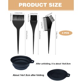 KEMUZ 4 Stück Haarfärbepinsel Set, Faltbare Schüssel, Pinsel zum Haare Färben, Haarfarbe Bürste, Haarfärbekamm für DIY die Haarfärbung im Salon und zu Hause Salon Friseur Werkzeug