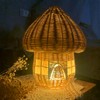 Mushroom House Night Lamp Rattan Knit Convenient Storage Mushroom Night
