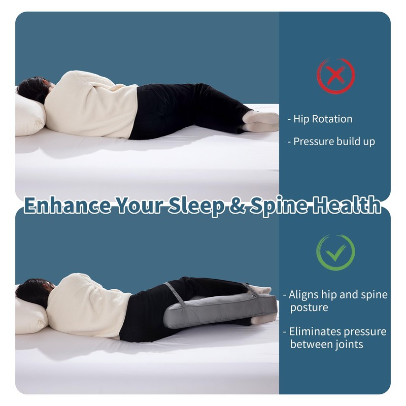 HOMBYS Knee Pillow for Side Sleepers with Elastic Straps, 4"