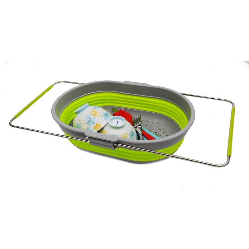 SAMMART 5L Expandable and Collapsible TPE/PP Oval Strainer Over The