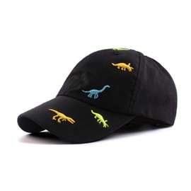 XIAOHAWANG Summer Baseball Cap for Boys Girls Adjustable Sports Cap Children with Dinosaur Embroidery Peaked Cap Children UV Protection 2–6 Years, (Black)