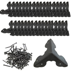 PDETVEO 32PCS Black Jewelry Box Corner Bracket, Metal Cabinet Corner Protector for Wooden, Chest, Table, Desk, Photo Frame, DIY (1.3*1.3*1.3 inch)