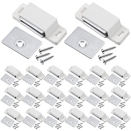 Single Magnetic Catch Kitchen Cabinet Magnets Heavy Duty 15lb Cabinet Magnetic Catch Zinc Cupboard Door Magnets Window Magnet Magnetic Door Catch Drawer Latch Closet Closing Closures (White, 24 Pack)