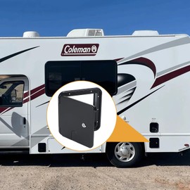 LCGP RV Access Door Electrical Cord Trailer Power Cord Cable Hatch Camper Hose Storage Door Black W 7-1/2 inch, H 6-1/2 inch