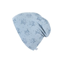 Sterntaler Baby Boys Beanie Baby GOTS Slouch Beanie Hat - Beanie Baby, Children's Beanie, Baby Hat - Made of Jersey with Donkeys - Blue, 45