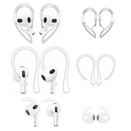 A-Focus Ear Hooks for AirPods 3rd Generation 3 Types 3 Pairs Fall Prevention Slipping Resolution Loss Prevention AirPods 3 Compatible Ear Hooks Fall Prevention Accessory 3 Styles White (for 3rd