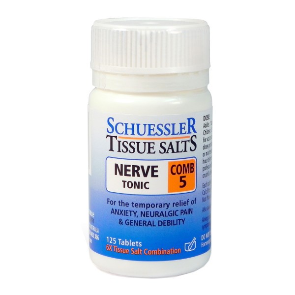 Schuessler Tissue Salts Combination 5 - Nerve Tonic Tablets - 125 tablets