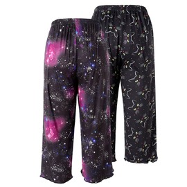 ENJOYNIGHT 2 Pack Women's Capri Pajama Pants Lounge Sleep Bottom with Pockets(X-Large,B-Cat+LGR)