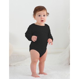 Jimonda Baby Rompers | Soft Summer Long-Sleeve Bodysuit for Newborns 0-24M | Breathable Infant Onesie with Snap ButtonsTurmeric&Black