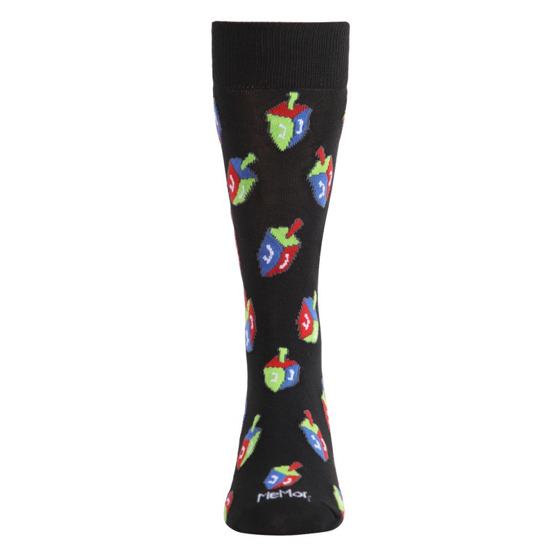 MeMoi - Calcetines coloridos para hombre Hanukkah Dreidel, Negro -,