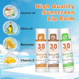 SPF 30 Lip Balm with Sunscreen, SPF Lip Balm Bulk-16 Pack, Hydrating Lip Balm Pack with Vitamin E and Coconut Oil- 8 Flavors