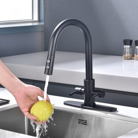 Kitchen Faucet, Kitchen Sink Faucet, 2 Handles Sink Faucet, Faucet, Kitchen Faucet Pull Down, Faucet with Sprayer, Bar Faucet, Stainless Steel, Matte Black, PAKING PB1047