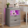 Tiptiper LED Nightstand with Wireless Charging Station, Farmhouse Nightstand with