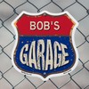Bob's Garage 12 inch X 12 inch Shield-Shaped Rust-Free Aluminum