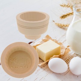 2 x Hofmeister® butter mould for 250 g butter, 11 cm, cow, hand-carved in Germany, butter shape for decorating, round camber shape, butter model made of local maple wood