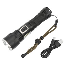 LED Flashlight XHP160 Strong Light Double Switch Telescopic Zoom TYPE C Harging Flashlight for Mountaineering Camping