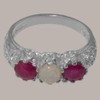 925 Sterling Silver Womens ring Natural Opal & Ruby Anniversary