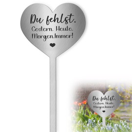 JSUOEO Heart Grave Stake Stainless Steel Grave Decoration Weatherproof 28 cm Long with Saying Grave Decoration Memorial for Memorial Flower Cat Dog Decorative Heart