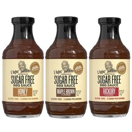 G Hughes Sugar Free, BBQ Sauce Variety Pack - Maple Brown, Honey, & Hickory, Gluten Free Barbecue Sauces, Sugar Free BBQ Sauces, Low Carb Barbecue Sauces - 18 Oz (3-Pack)