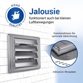 VIOKS Exhaust Air Grille 150 mm Stainless Steel Slat Grille Ventilation for Ventilation Pipe 150 mm – Cover Ventilation with Movable Slats for Air Conditioning Exhaust Air Extractor Extractor Wall