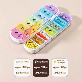 Pill Organiser 2 Times a Day & AM PM Tablet Box 7 Day