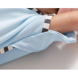 DONOMILO 2-Pack Baby Transition Swaddle Set, Breathable Newborn Sleep Sack with Arms Up Design & 2-Way Zipper, 100% Cotton Transition Swaddle for Infant Boys Girls (Blue + Grey, L(6-9 Months))