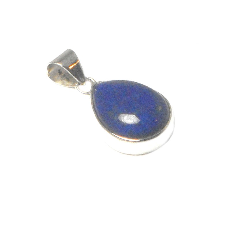 Teardrop Afghanistani Lapis Lazuli Sterling Silver 925 Gemstone Pendant -