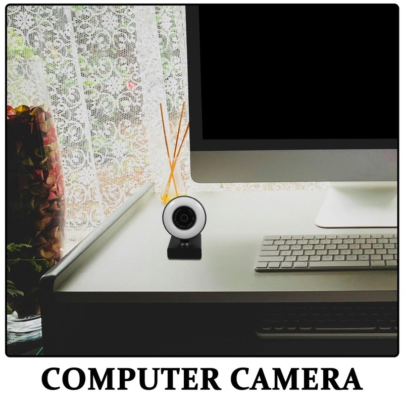 Operitacx Webcam with Ring Light, High Resolution USB Camera with